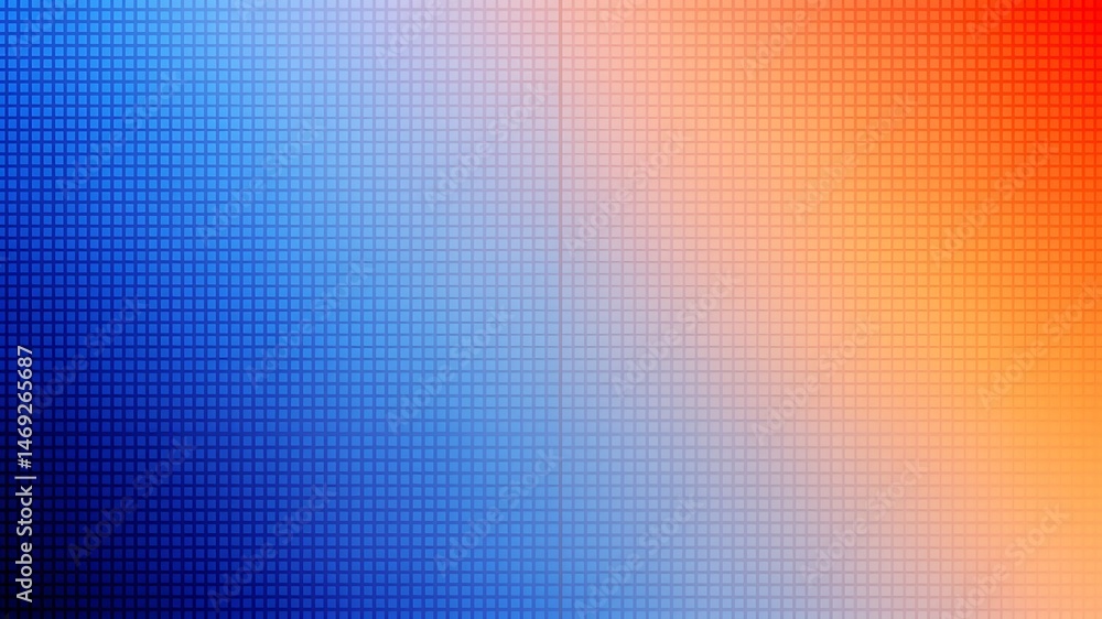 Poster abstract grid pattern background with a vibrant gradient blending shades of blue and orange.