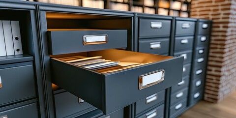 Organized Archive Files in Metal Drawers