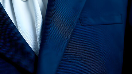 Close-up of elegant blue suit and white shirt: perfect attire for business success