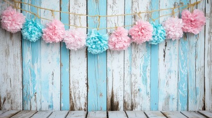 Colorful Pastel Pom Pom Garland Decoration for Charming Home or Event Decor