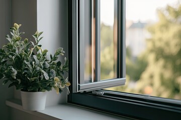 Open window overlooking a park