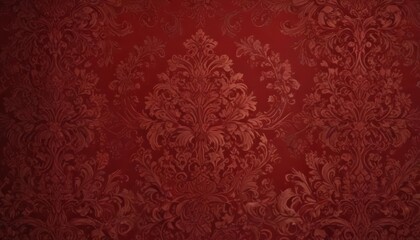 Intricate damask, deep red hues, opulent texture,  fabric,  interior design