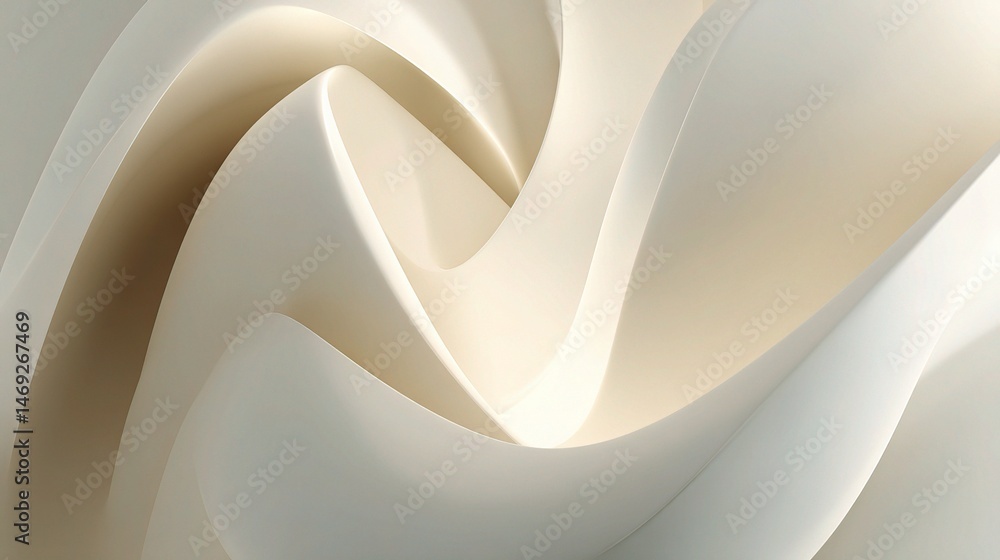 Poster smooth white abstract 3d render with curved shapes and forms