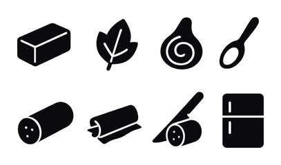 Fototapeta premium Kitchen essentials solid icons set – culinary, food preparation, cooking symbols