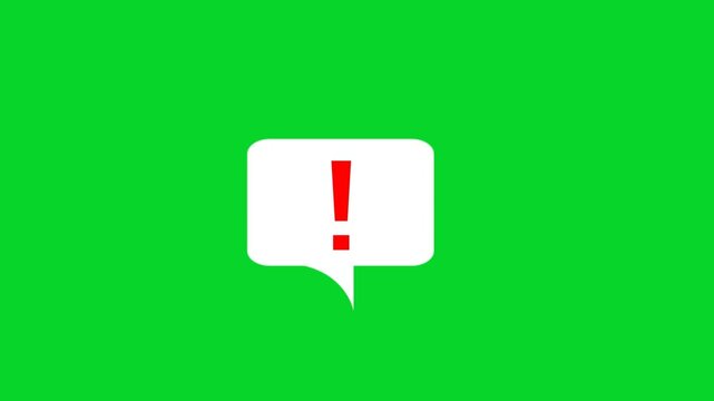 message failed chat box animation. speech bubble animation.  message box with exclamation mark  hd animation. pop up chat box, text message bubble animation. talk error sign, typing error...... 