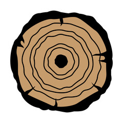 Wood slice icon vector. Wood rings illustration sign. Tree symbol. Sawmill logo.