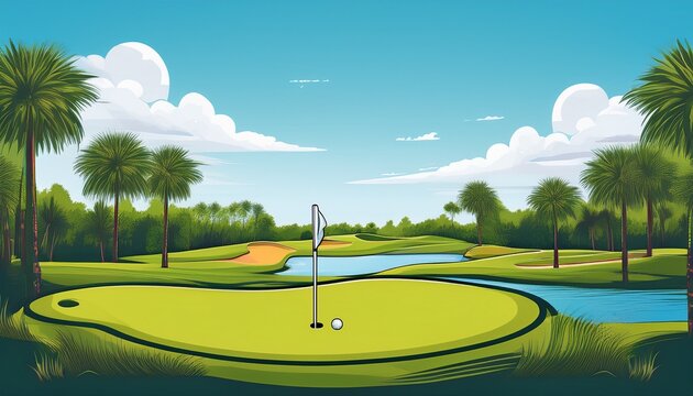 golf course modern illustration of tpc sawgrass golf course florida with club and hole golf course for poster flyer invitation ticket or background