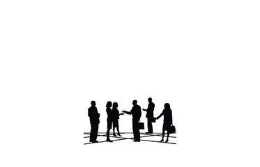 Business Networking silhouette on white background