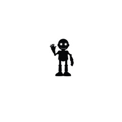 Friendly Robot Character with Glowing Eyes silhouette on white background