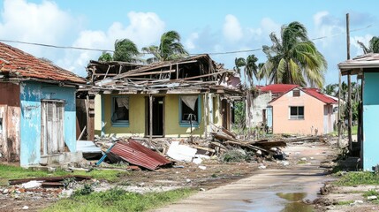 Obraz premium Hurricane-Damaged Homes