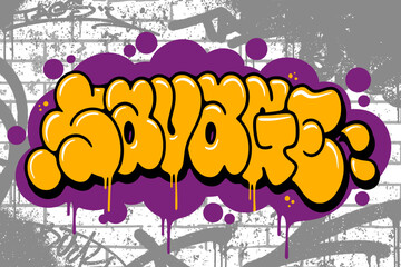 Graffiti throw-up text 
