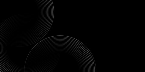 Abstract modern black background with circular elements. black background for birthday, festive and celebration. circle effect Memphis trendy vector illustration design background For Futuristic Ad.