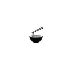 Ramen Bowl Set silhouette on white background