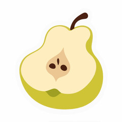 Obraz premium Sliced Pear Vector Illustration in Flat Style for Food Blogs, Healthy Eating Websites, Nutrition Education, and Graphic Design Projects