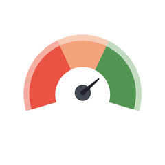 Gauge Measurement Indicator in Red Zone for Risk Assessment, Data Analysis, Business Performance, and Financial Management Tools