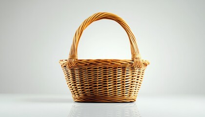 Empty wicker basket with handles