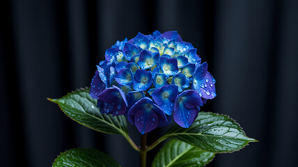 Obraz premium Close-Up of a Dew Covered Leaf Highlighting the Intricate Details of Nature's Beauty