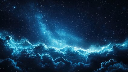 Deep space nebula clouds in a cosmic night sky.