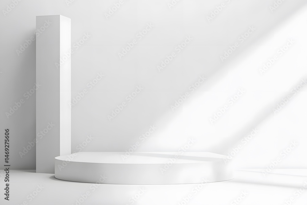 Aufkleber minimalist white product display platform with shadow and light for presentation background