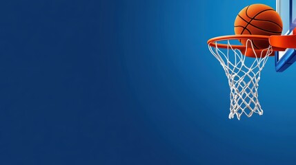 A dynamic basketball clipart illustration featuring a basketball in mid-air heading toward the hoop, with bold, energetic lines and vibrant colors.
