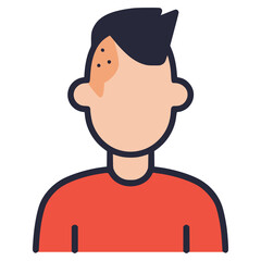 mohawk man profile avatar flat color vector illustration template design