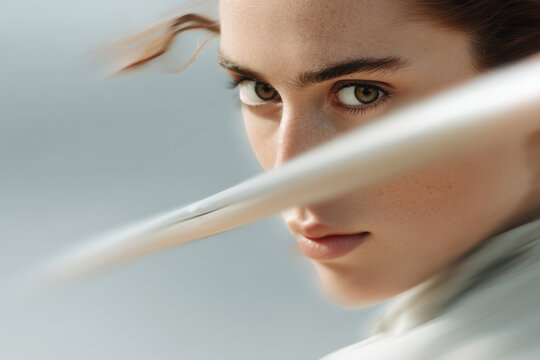 dynamic portrait of javelin thrower captured in motion on left side of frame - Powered by Adobe