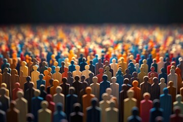 Diverse crowd of colorful figures, a vast assembly