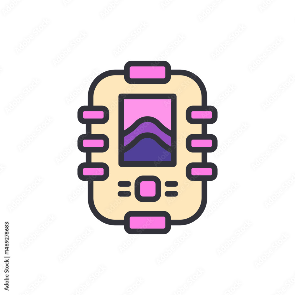 Aufkleber futuristic digital device displaying wavy lines against a dark backdrop