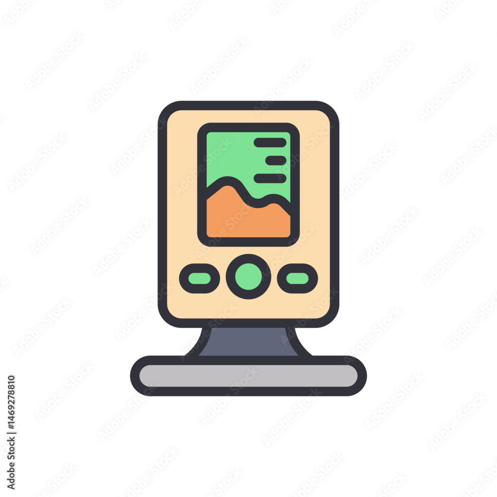 Poster stylized nautical chart display on electronic device with rounded edges