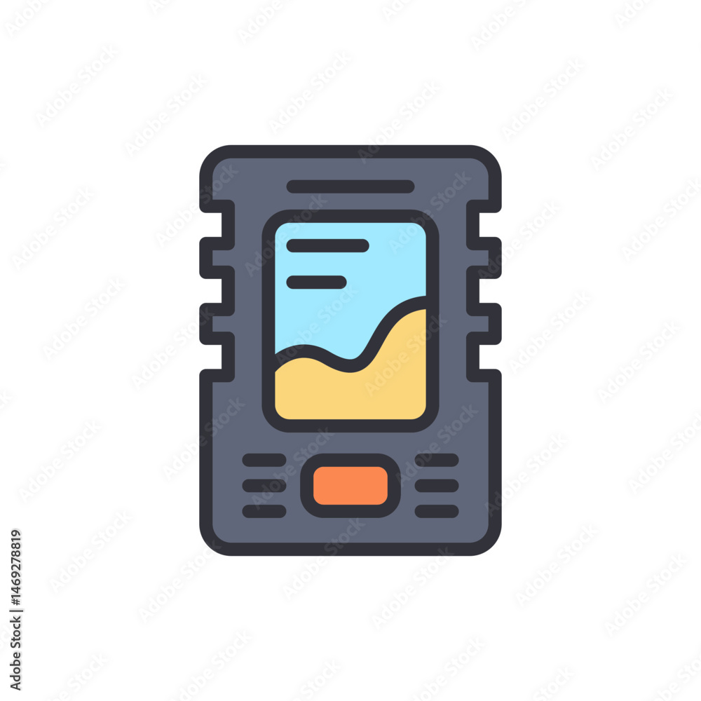 Poster stylized nautical chart display on electronic device with rounded edges