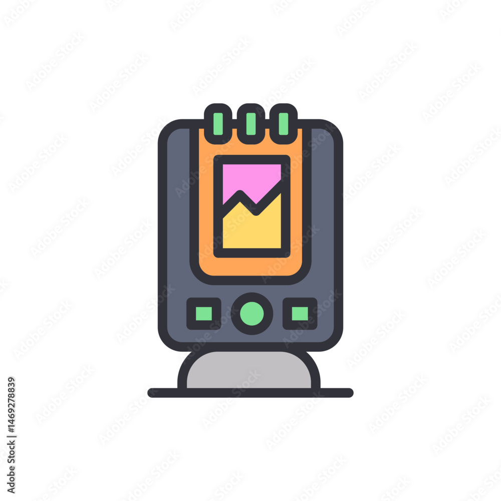 Poster stylized nautical chart display on electronic device with rounded edges