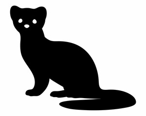 Obraz premium Minimal Ferret Cartoon Vector in Black and White