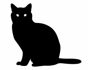 Obraz premium Minimal Style Black Cat Digital Illustration