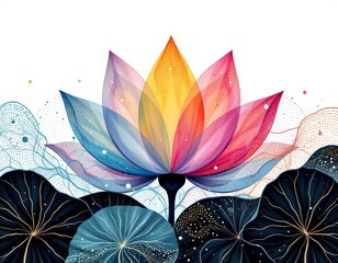 Colorful Lotus Flower Illustration
