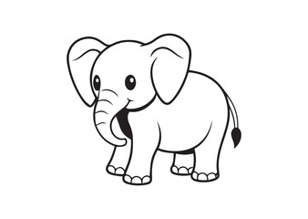 Naklejka premium Cute Baby Elephant Silhouette Vector
