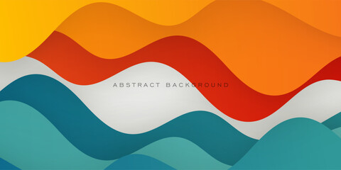 Abstract colorful wave pattern background. Trendy wave fluid liquid design background. Orange and green wave pattern on white background. Eps10 vector