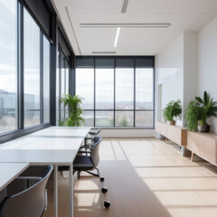 Contemporary Office Interior with Minimalist Furniture and Natural Lighting