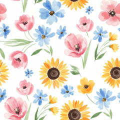 Watercolor floral pattern background