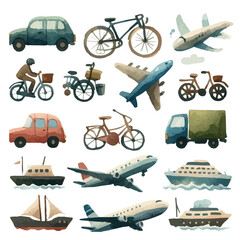 transportation icons set