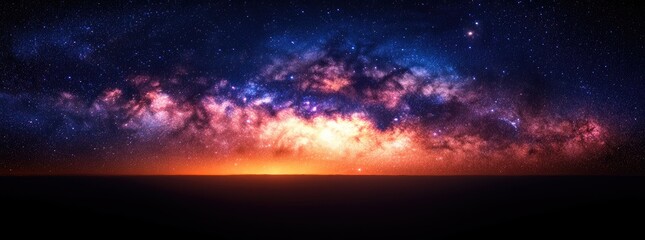 Obraz premium Celestial spectacle of a vibrant cosmic sunset
