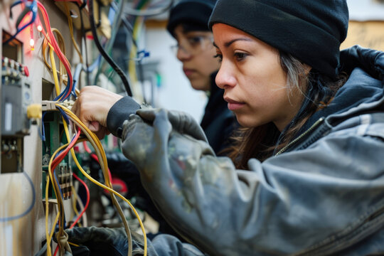 Women's Empowerment Vocational Class Learning Electrical Wiring and Plumbing Repairs in Hands-On Training Session