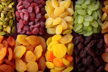 Colorful mix of dried fruits and nuts offers a healthy and delicious snacking option