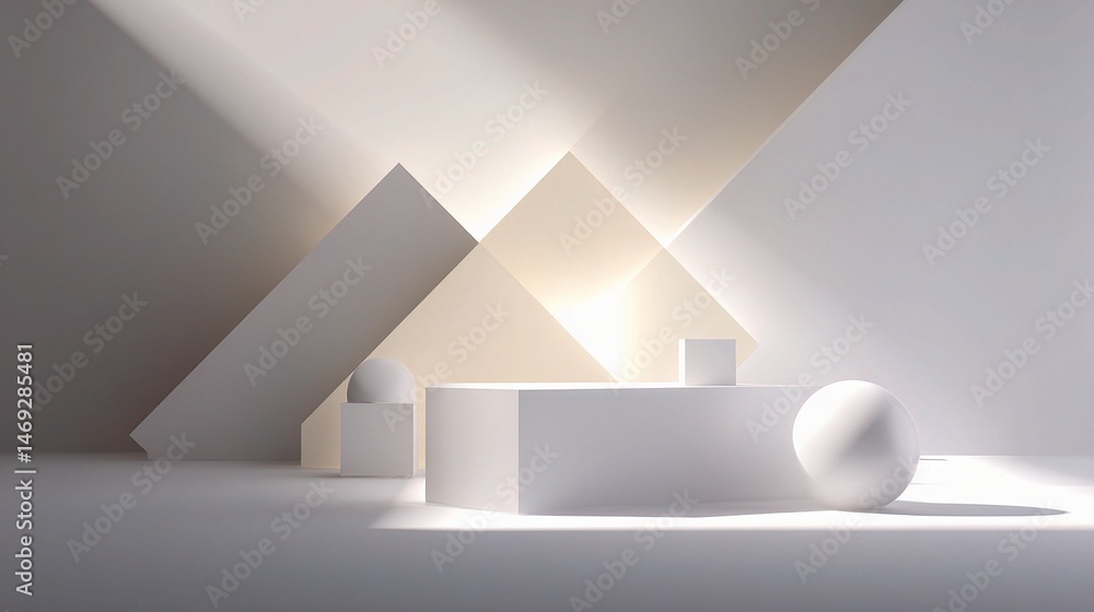 Aufkleber minimalistic 3d render of geometric shapes in clean abstract design