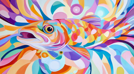 Obraz premium Expressionist Fish Dance: Symphony of Colors and Forms