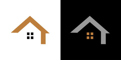 Minimalist House Roof Logo, Simple Home Silhouette for Real Estate Branding