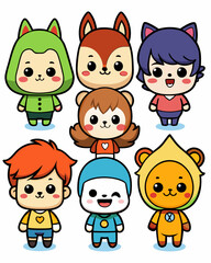 Adorable Cartoon Animal Characters Set for Kids Illustration