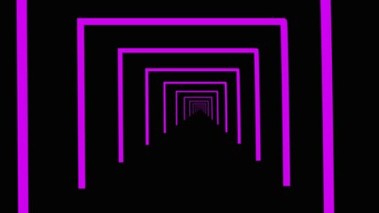 Neon tonel of equal rays.Animation of proton purple color technology tunnel. Futuristic metal corridor with reflection. Neon light. - Powered by Adobe