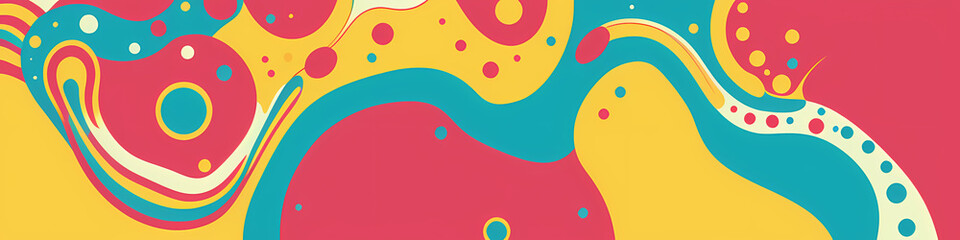 Colorful Abstract Wave Pattern with Retro Vibe and Concentric Circles