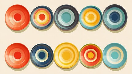 Colorful plates with retro design.