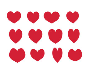 Set of red heart logo, Heart love symbols isolated editable vector, a red heart logo collection